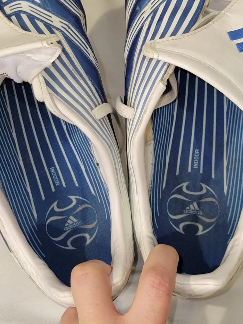 Adidas Predator Absolado Indoor Shoes White and Metallic Blue